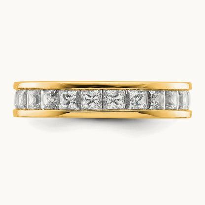 Polished 3ct Princess Channel Set Diamond Eternity Band, 14K