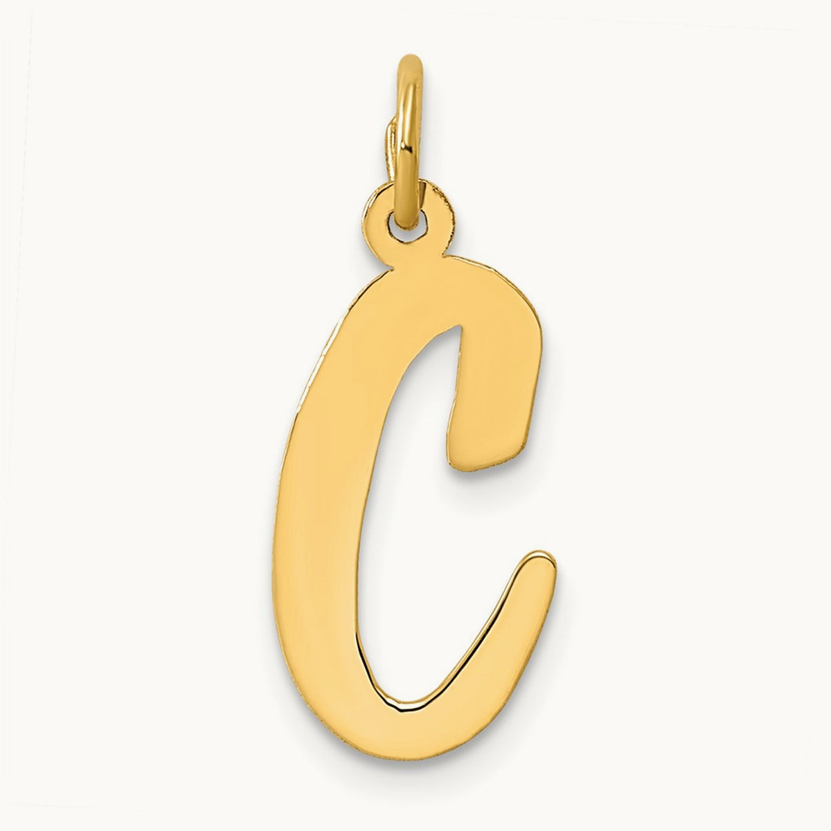 Large Script Initial Charm — 14K Yellow Gold, C