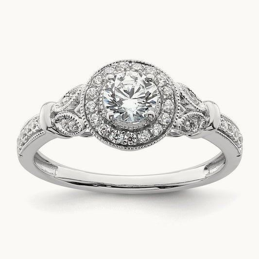 Vintage Round Halo Engagement Ring, 0.50 ct tw
