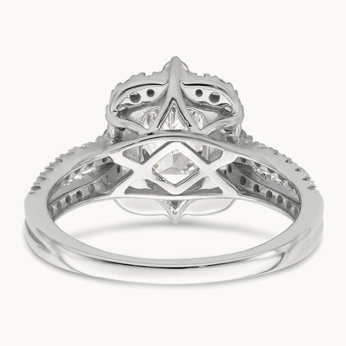 Vintage 1ct Emerald Halo Dia Semi-Mount Ring, 14K White Gold