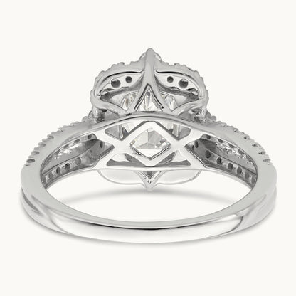 Vintage 1ct Emerald Halo Dia Semi-Mount Ring, 14K White Gold