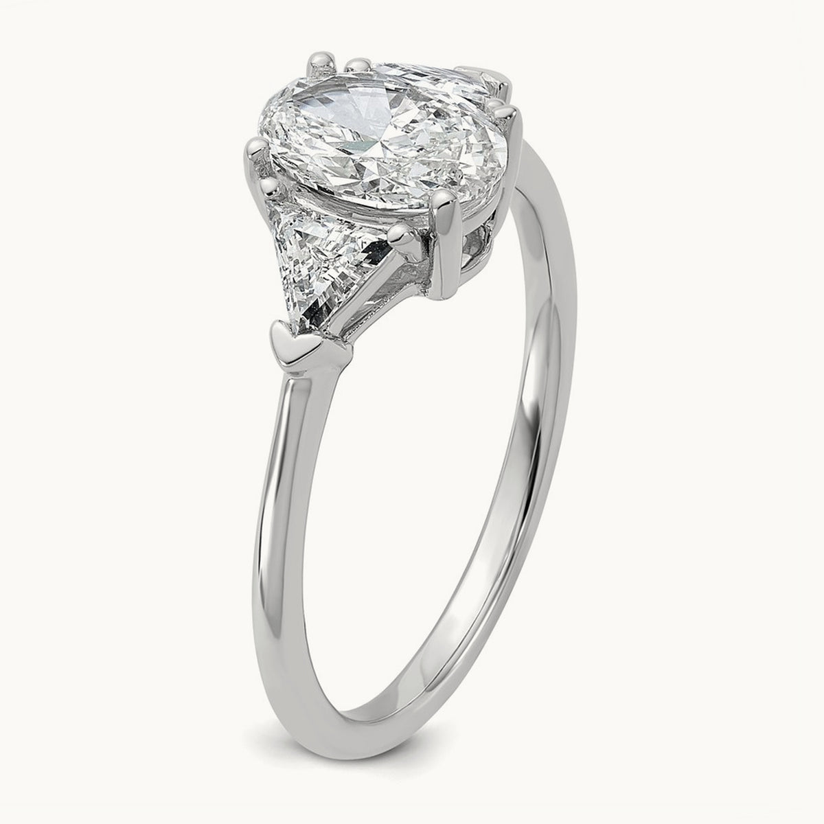 Oval & Trillion 3 Stone Engagement Ring, 1.50-4.00 ct tw Lab-Grown Diamond — 1 1/2 ct, 14K White Gold