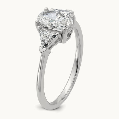 Oval & Trillion 3 Stone Engagement Ring, 1.50-4.00 ct tw Lab-Grown Diamond — 1 1/2 ct, 14K White Gold