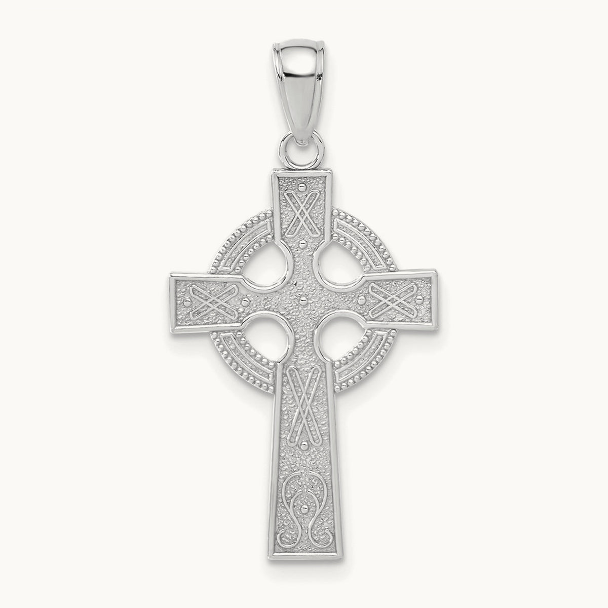Celtic Cross Pendant, 14K White Gold
