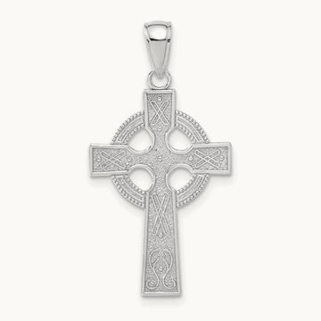Celtic Cross Pendant, 14K White Gold