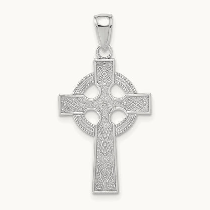 Celtic Cross Pendant, 14K White Gold