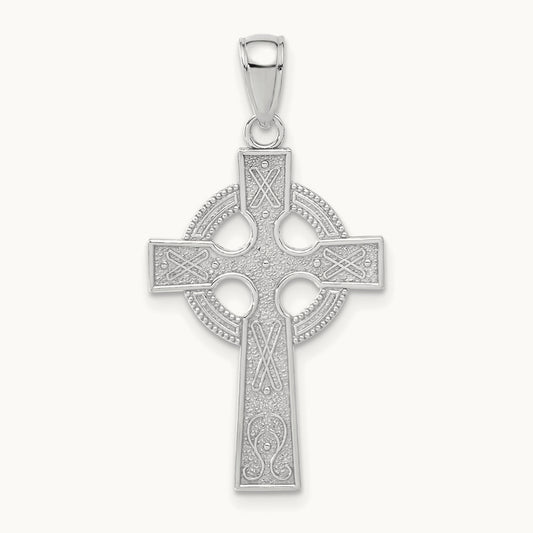 Celtic Cross Pendant — 14K White Gold