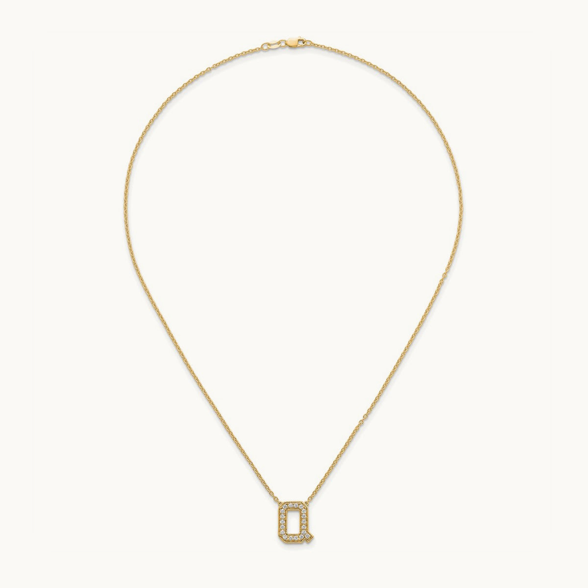Initial Necklace — 14K Yellow Gold, Q, 3/8 ct