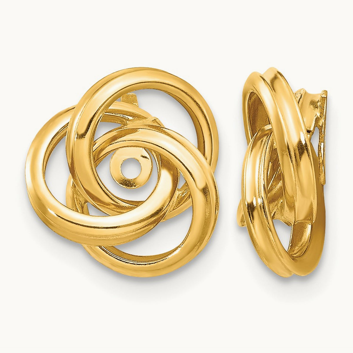 Polished Love Knot Earring Jackets — 14K Yellow Gold, 12mm