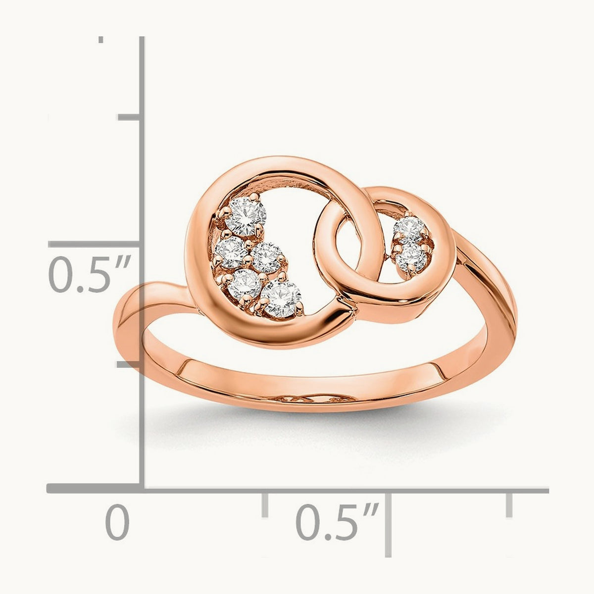 Polished Diamond Double Circle Ring, 14K Rose Gold