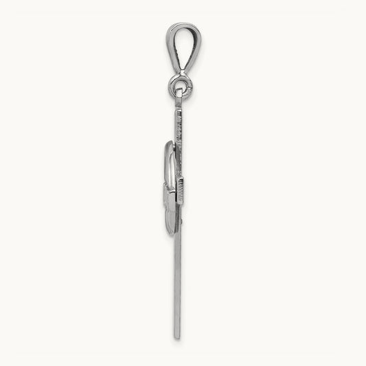 Claddagh Cross Pendant, 14K White Gold