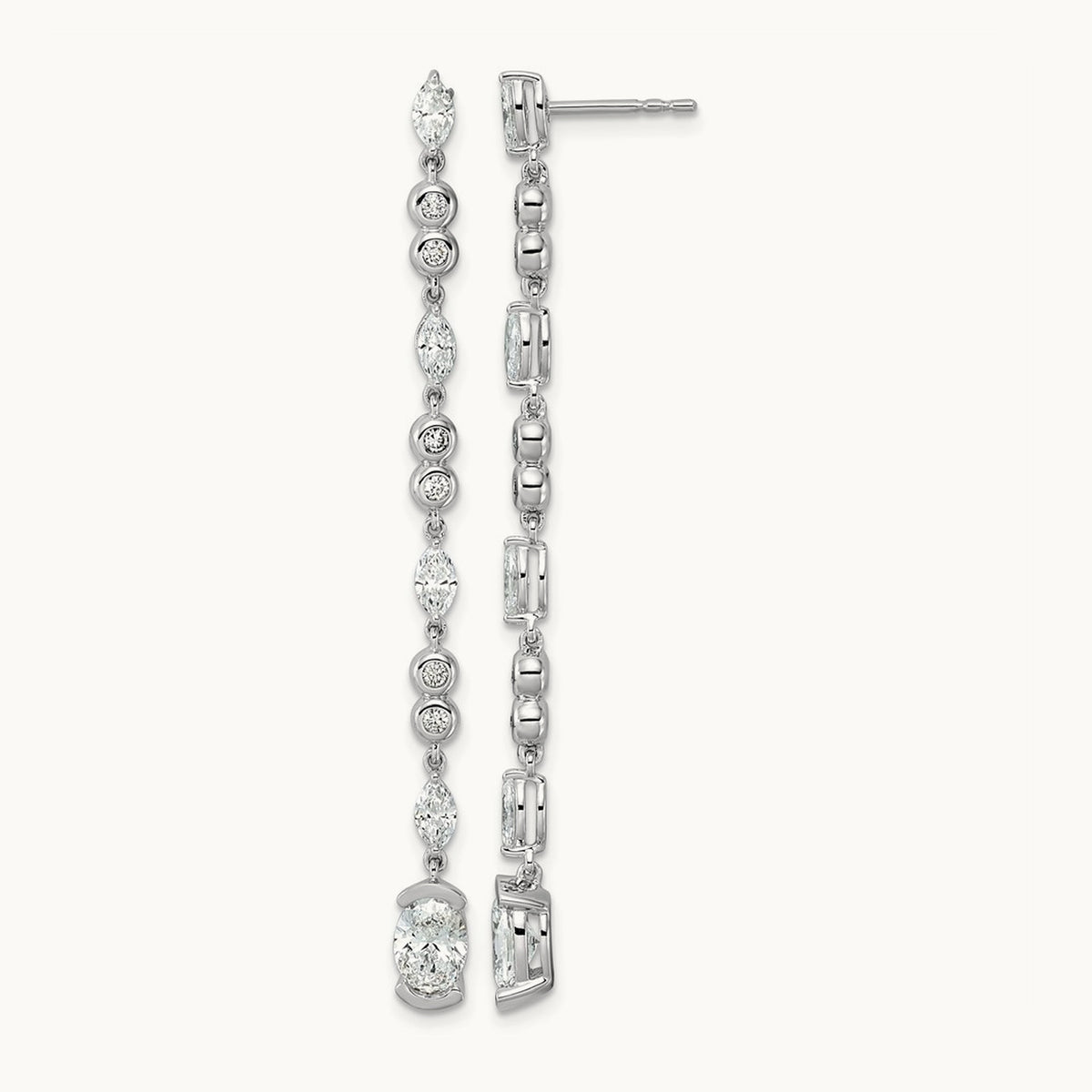 Post Oval/Round Drop Earrings, 2.00-3.50 ct tw Lab-Grown Diamond