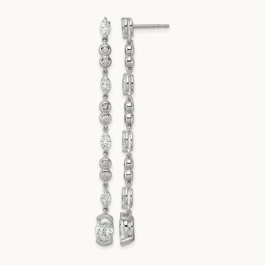 Post Oval/Round Drop Earrings, 2.00-3.50 ct tw Lab-Grown Diamond