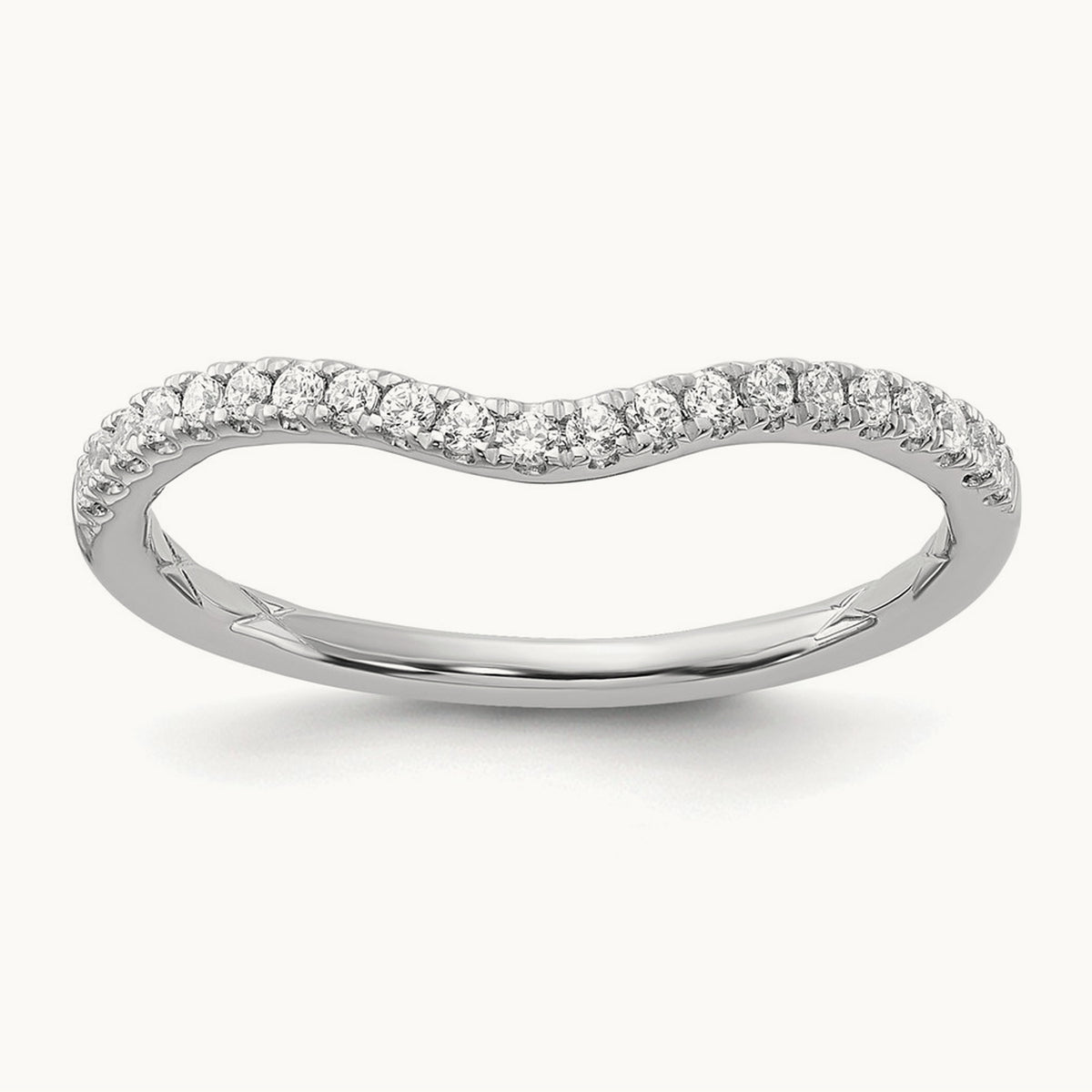 Contoured Wedding Band — 14K White Gold, VS (Best), 7