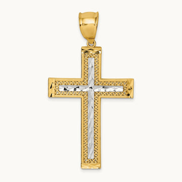 Polished w/ Diamond-cut Textured Fancy Cross Pendant — photo set