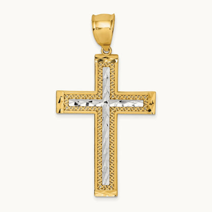Polished w/ Diamond-cut Textured Fancy Cross Pendant — photo set