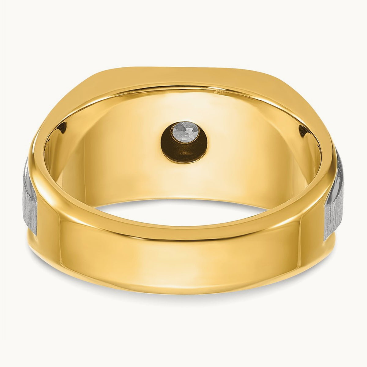 IBGoodman Men's Polished and Satin Diamond Complete Ring, 14K Two-tone