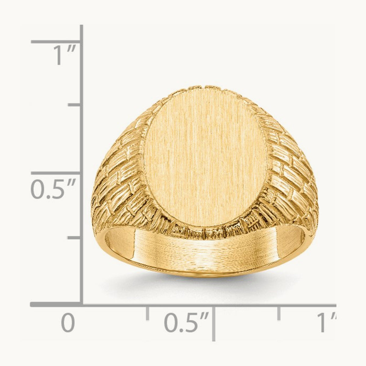 12.0x15. Closed Back Mens Signet Ring, 0mm, 14K