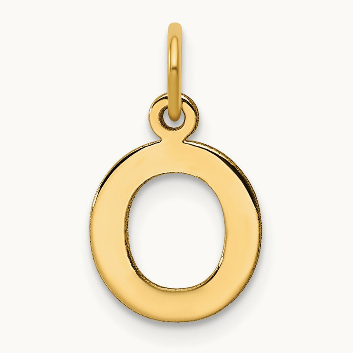 Small Block Initial Charm — 14K Yellow Gold, O
