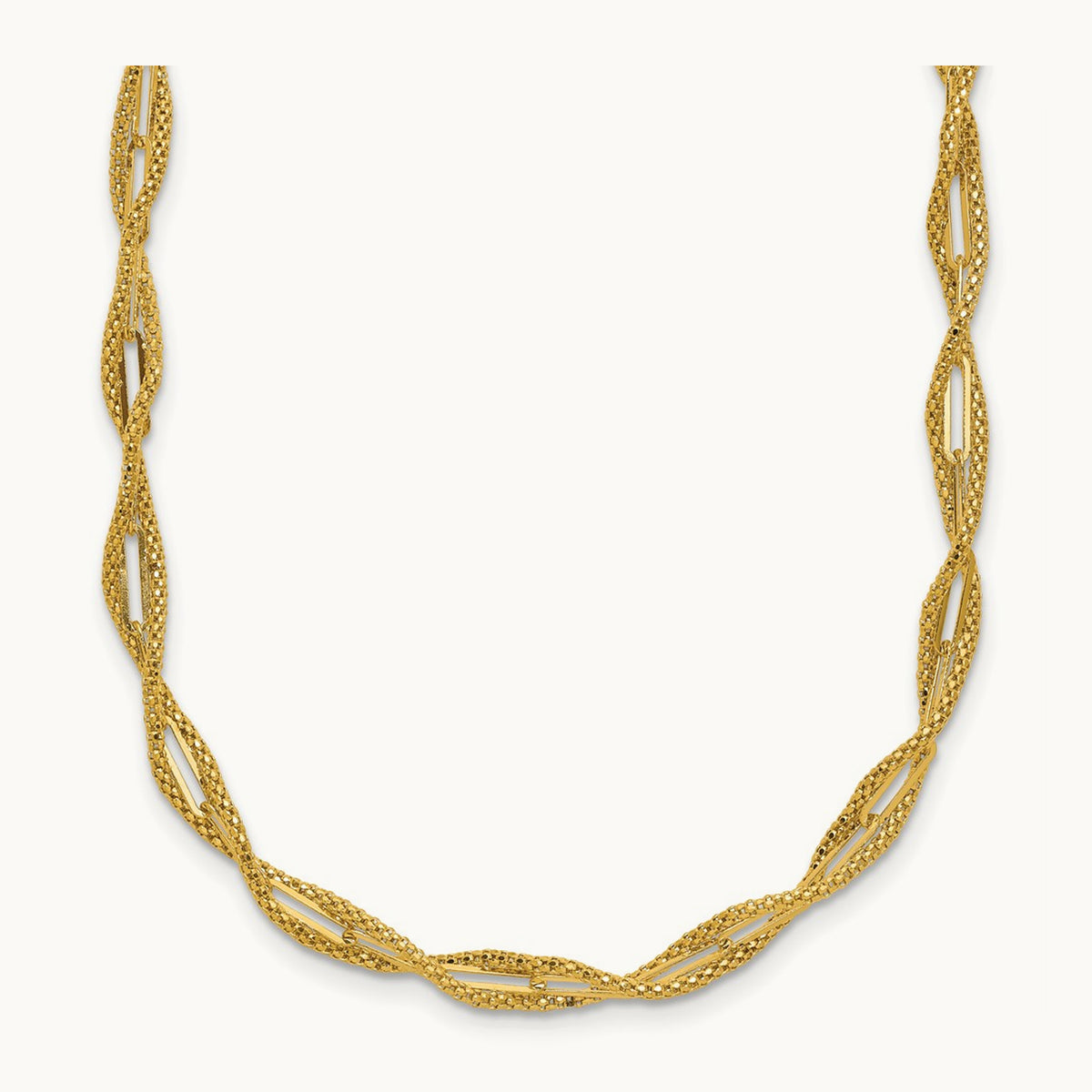 Polished and Textured Twist Necklace, 14K — Leslie's