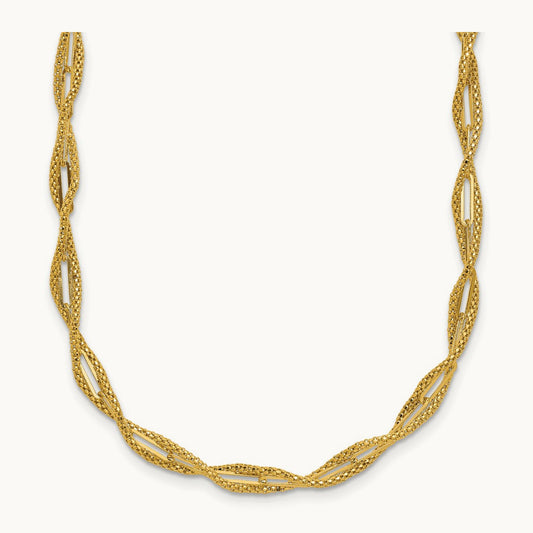 Polished and Textured Twist Necklace, 14K — Leslie's