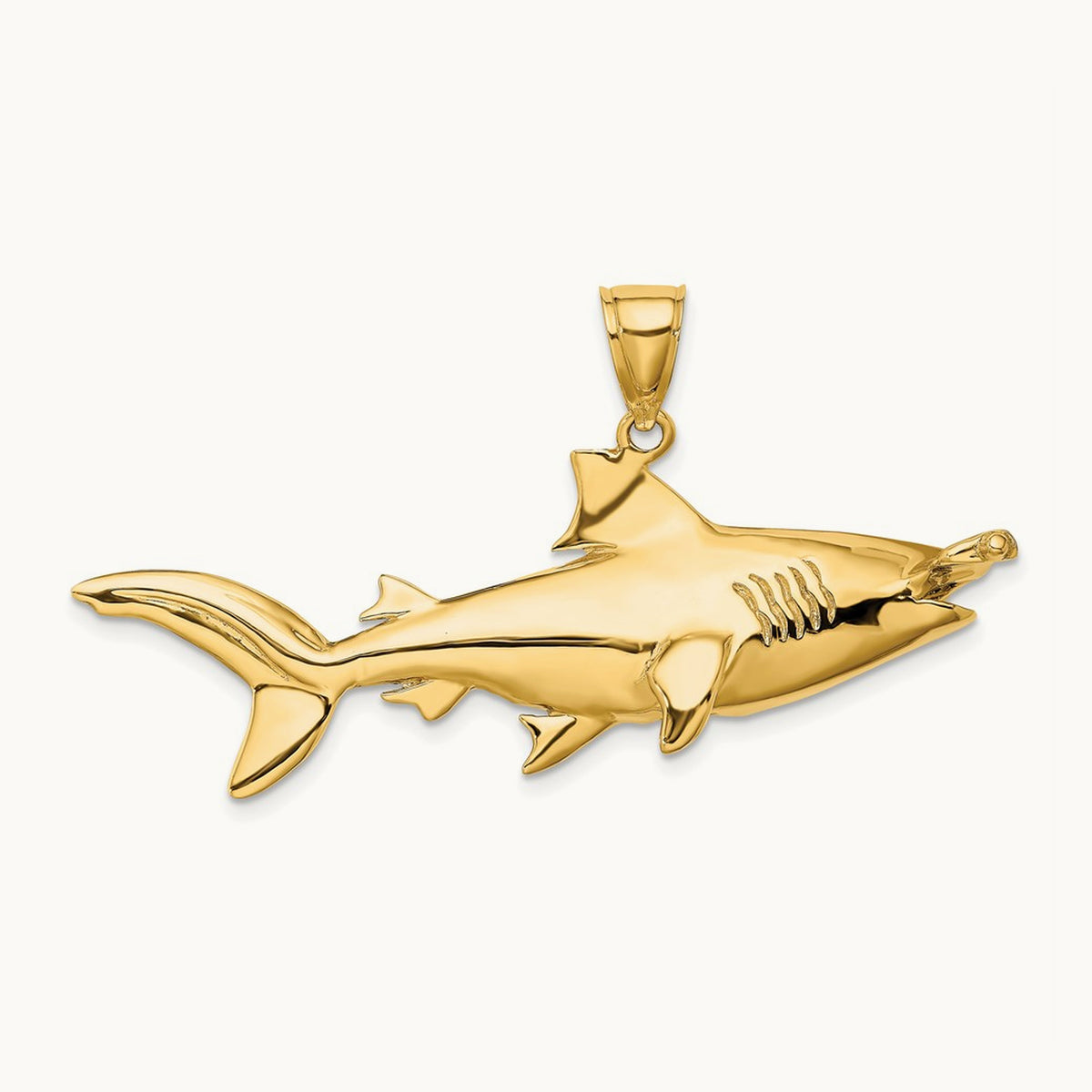 3-D Hammerhead Shark Charm, 14K