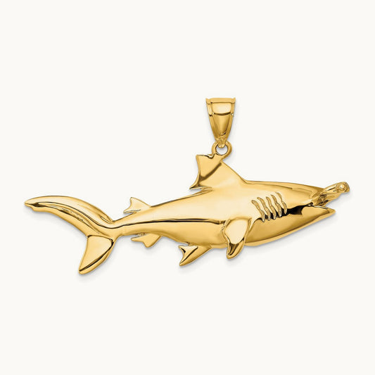3-D Hammerhead Shark Charm, 14K