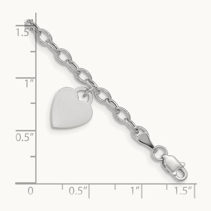 Dangle Heart Bracelet — 14K White Gold, 7.5mm