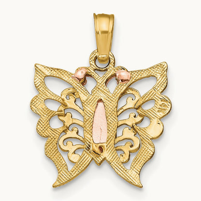 w/White Rhodium Butterfly Cut-Out Charm, 14K Two-tone