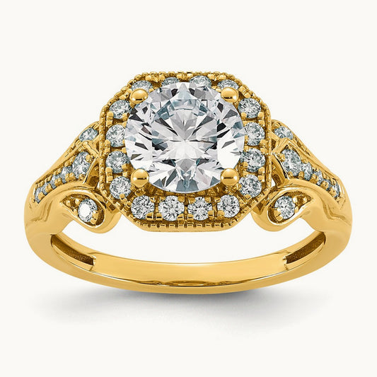Round Center Halo Engagement Ring, 1.93-4 2/5 ct Lab-Grown Diamond