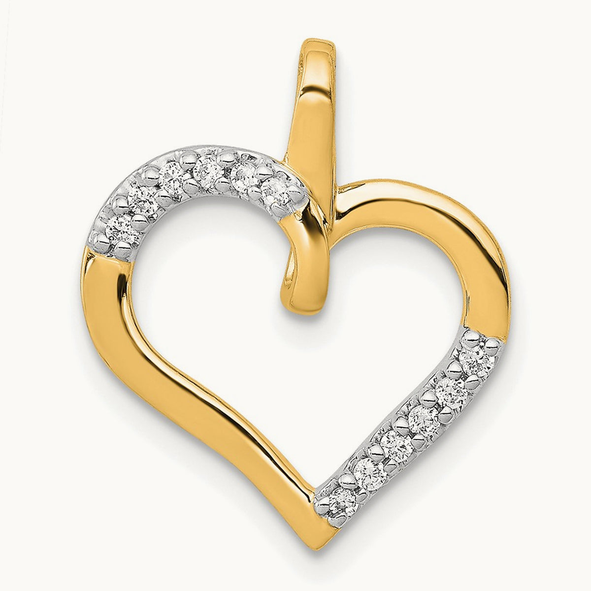 Diamond Heart Pendant — 14K Yellow Gold, 17mm