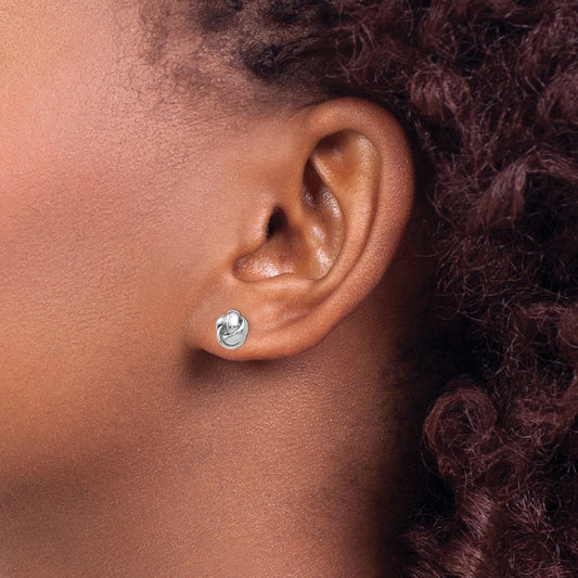 Polished Knot Post Earrings — 14K White Gold