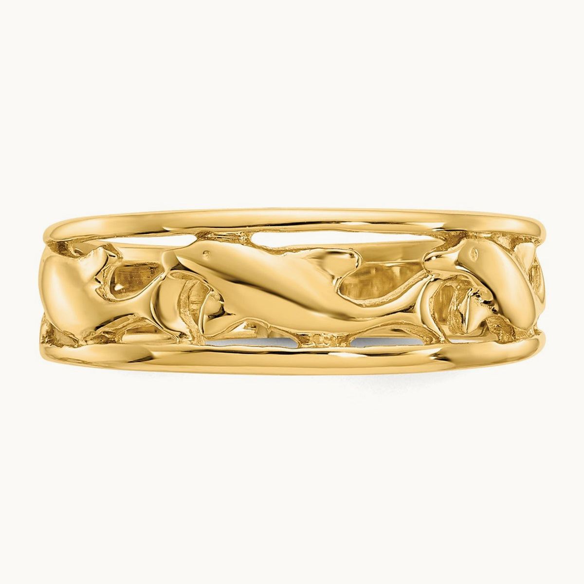 Triple Dolphin Band Ring, 14K