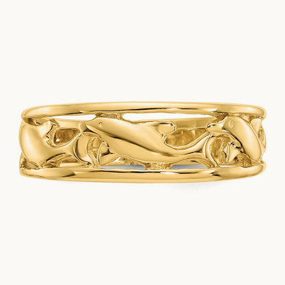 Triple Dolphin Band Ring, 14K