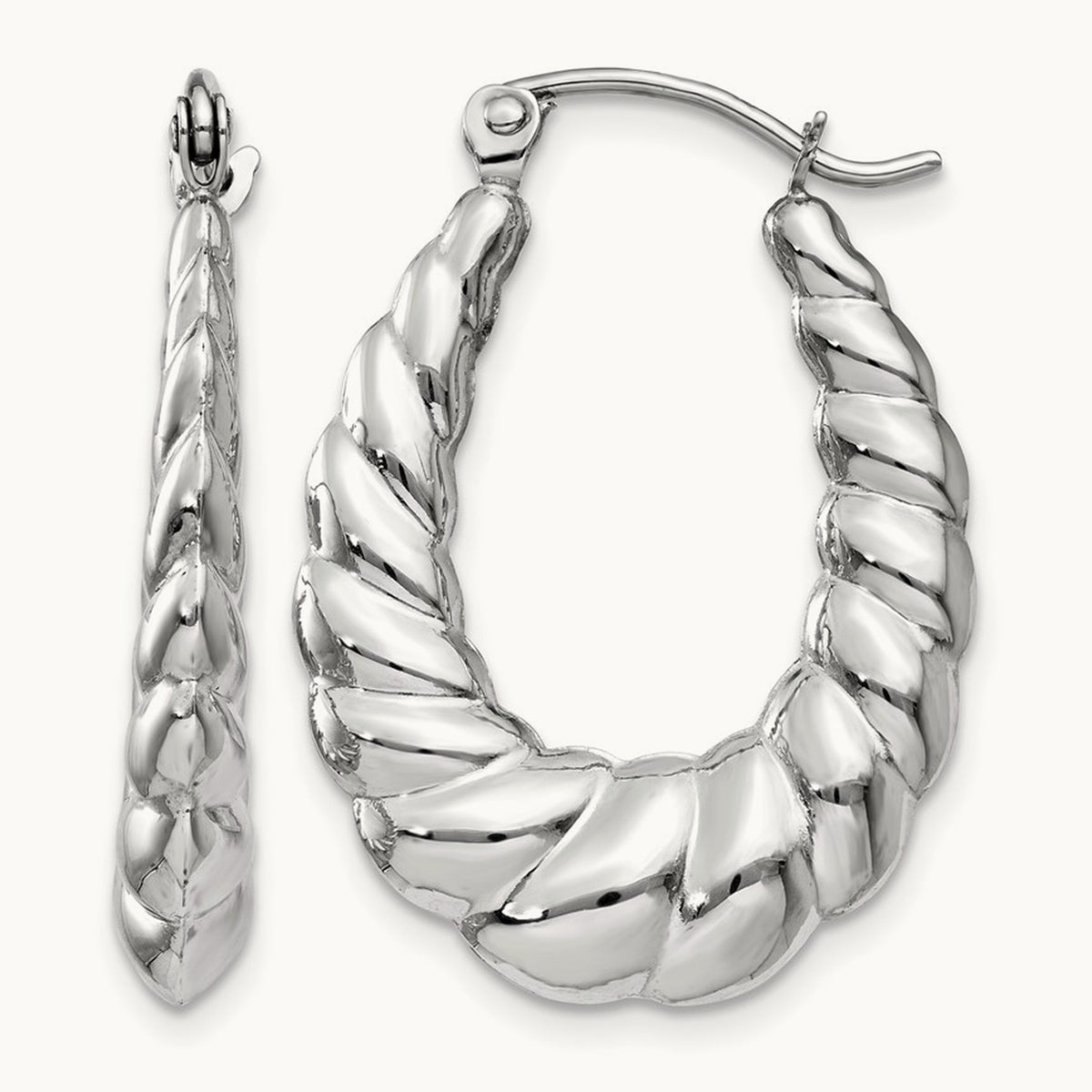 Polished and Textured Oval Hoop Earrings — photo set