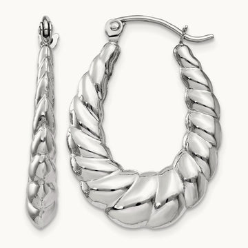 Polished and Textured Oval Hoop Earrings — photo set