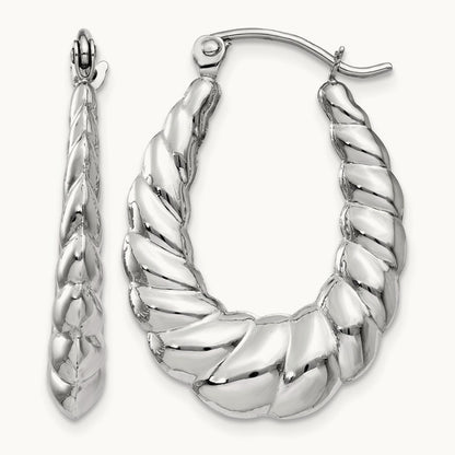 Polished and Textured Oval Hoop Earrings — photo set