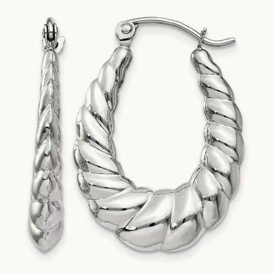 Polished and Textured Oval Hoop Earrings — photo set