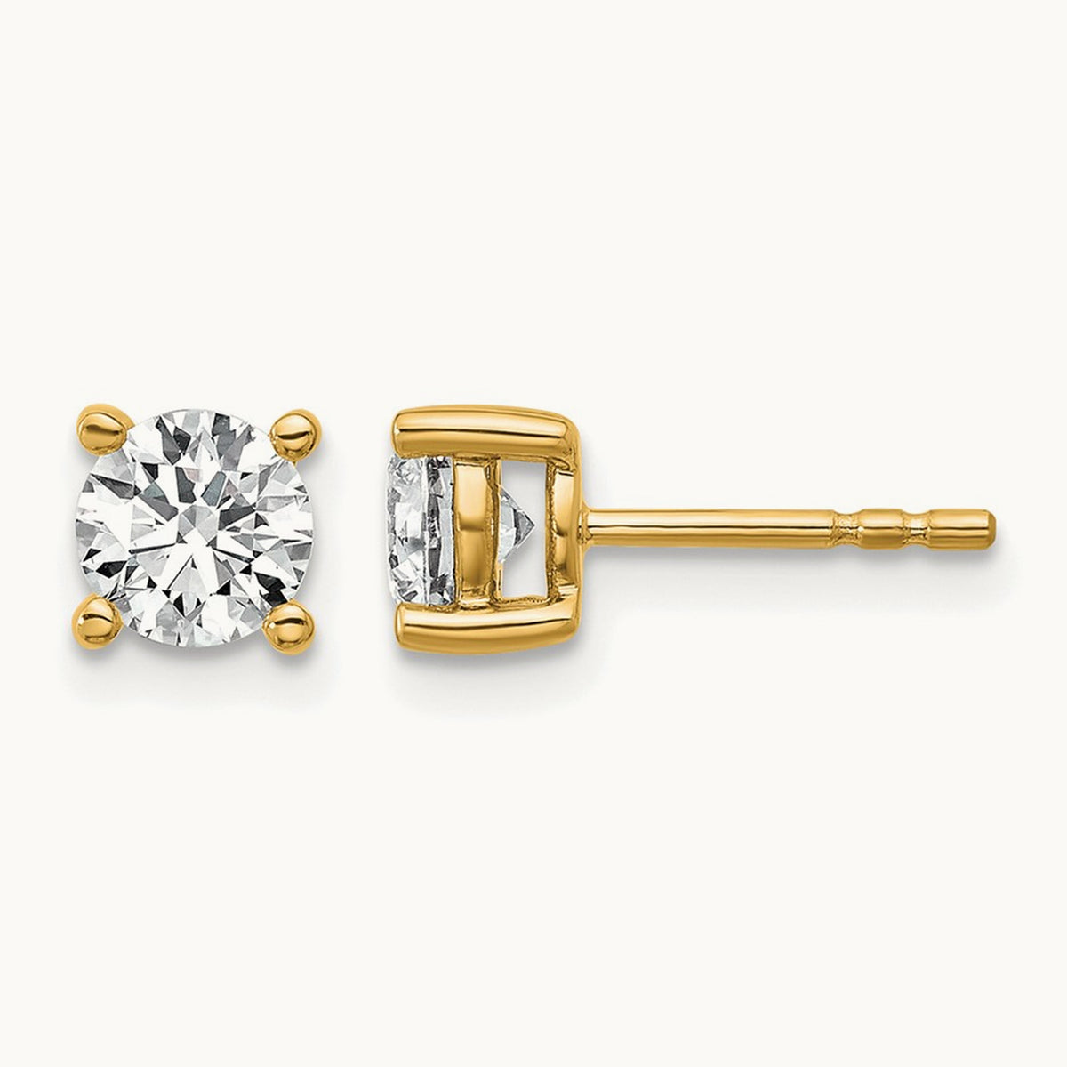 Round Lightweight Earrings, 0.25-6.00 ct tw Lab-Grown Diamond — 1 ct, 14K Yellow Gold