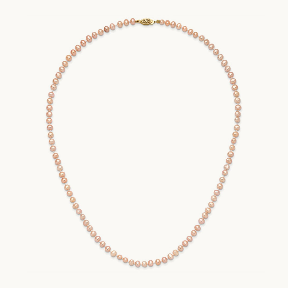 4- Pink Near Round Freshwater Cultured Pearl Necklace, 5mm, 14K