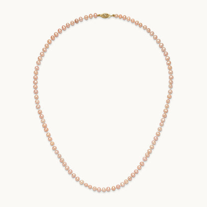 4- Pink Near Round Freshwater Cultured Pearl Necklace, 5mm, 14K