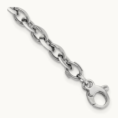Polished Fancy Link Bracelet, 14K White