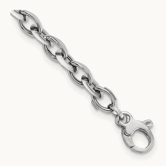 Polished Fancy Link Bracelet, 14K White