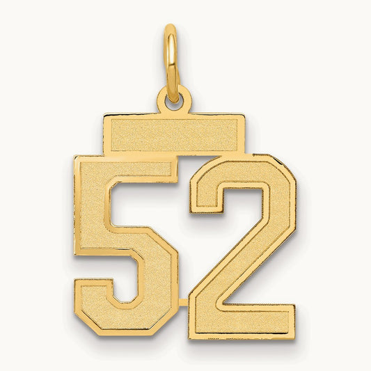 Small Satin Number 52 Charm, 14K