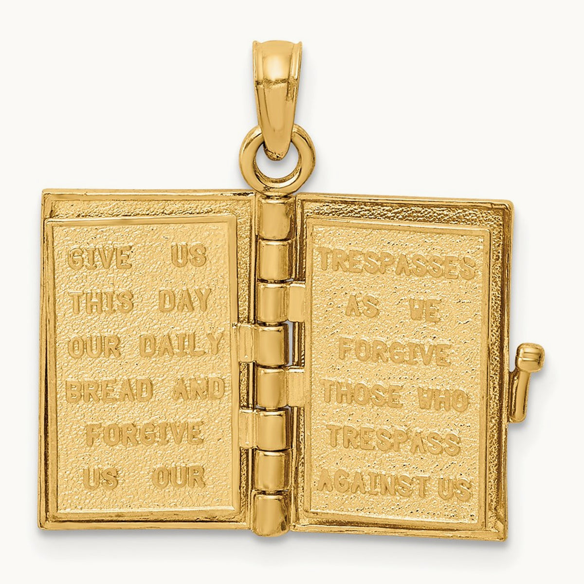 3D Pink Enameled Lord's Prayer Bible Pendant, 14K