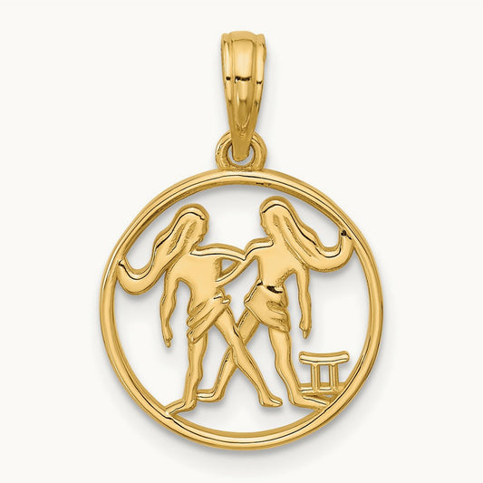 Polished Round Gemini Pendant, 14K