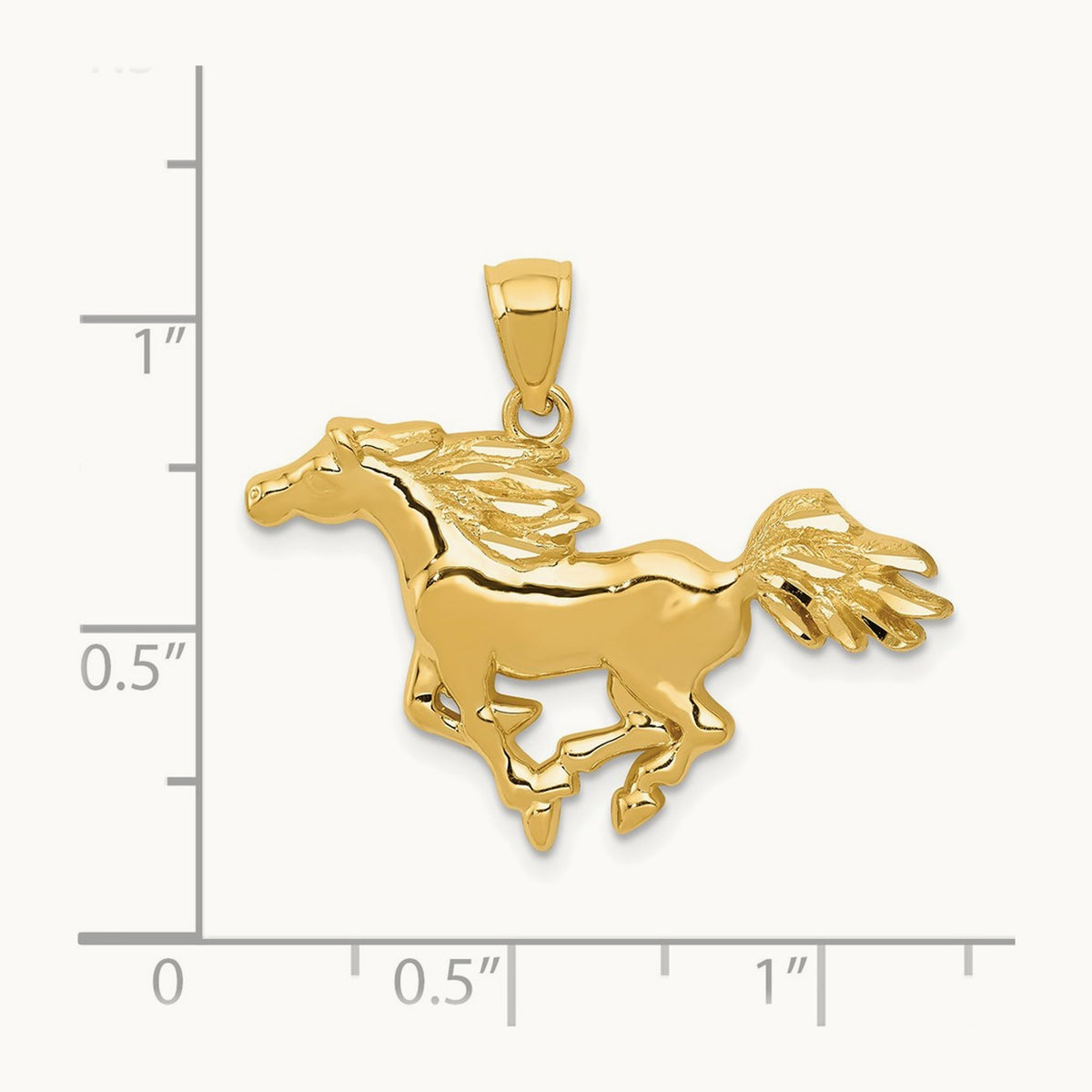 Polished Horse Pendant, 14K