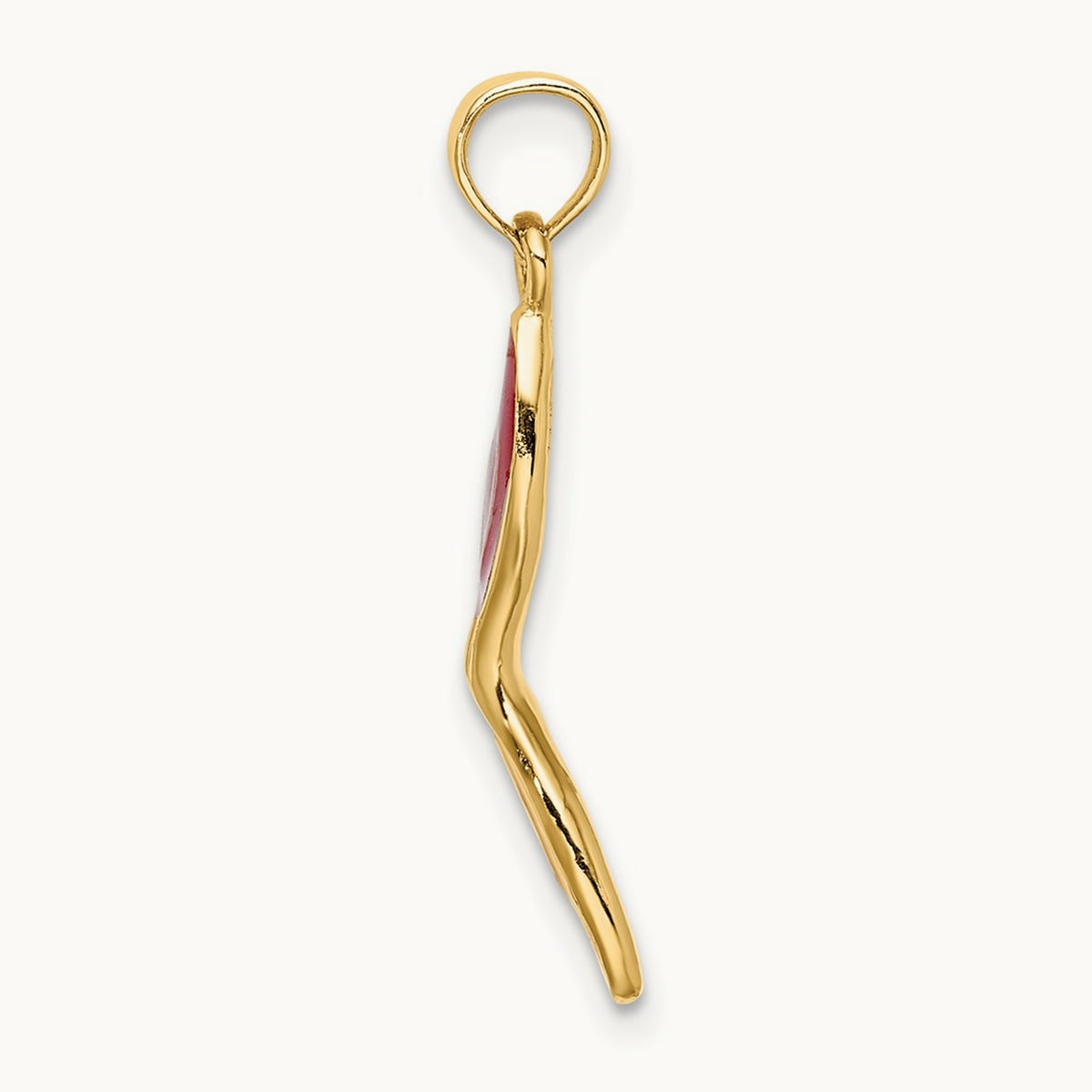 3-D and Beveled W/Red Enamel Masquerade Mask Pendant, 14K