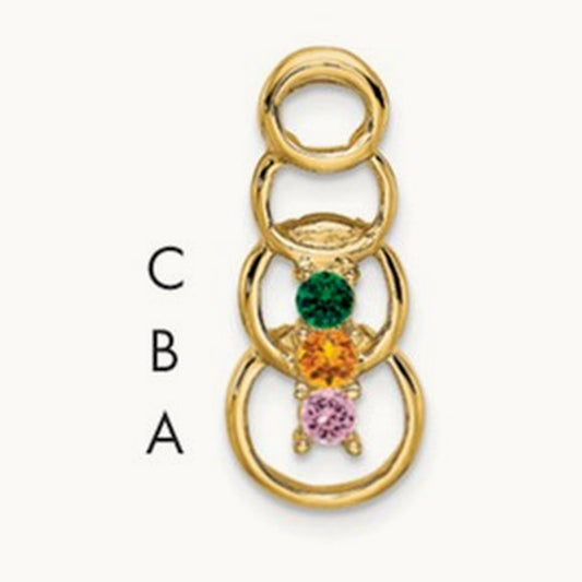 3 Synthetic Stone Family Pendant, 14K