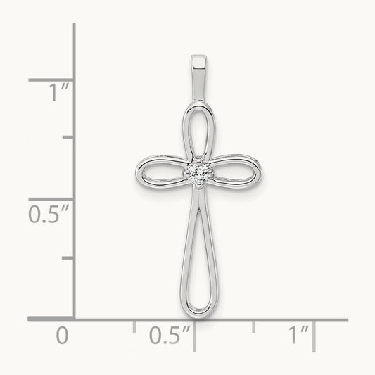 AA Diamond Cross Pendant, 14K White Gold